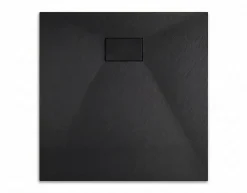 Ceramia Essential 90x90 cm receveur de douche carré à poser SMC avec surface effet pierre, noir (CERAES9090B)
