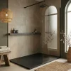 Ceramia Essential 120x80 cm receveur de douche rectangulaire à poser SMC avec surface effet pierre, noir (CERAES12080B)