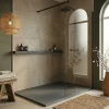 Ceramia Essential 120x90 cm receveur de douche rectangulaire à poser SMC avec surface effet pierre, gris foncé (CERAES12090DG)