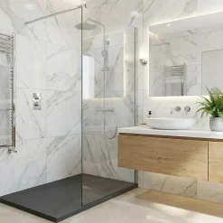 Ceramia Essential 120x90 cm receveur de douche rectangulaire à poser SMC avec surface effet pierre, gris foncé (CERAES12090DG)