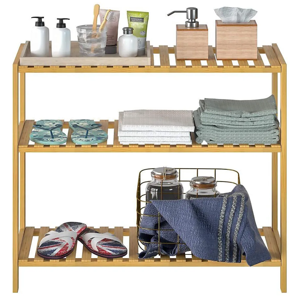 Etagère Salle De Bains|Nature Pro Etagere de Rangement Bambou - Niveaux Reglables en Hauteur - Cuisine Salle de bain Salon