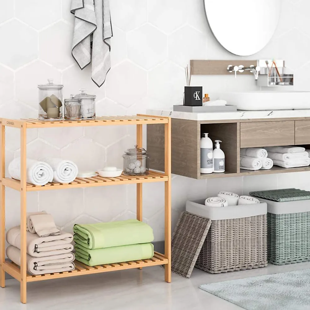 Etagère Salle De Bains|Nature Pro Etagere de Rangement Bambou - Niveaux Reglables en Hauteur - Cuisine Salle de bain Salon