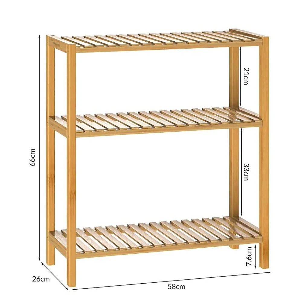 Etagère Salle De Bains|Nature Pro Etagere de Rangement Bambou - Niveaux Reglables en Hauteur - Cuisine Salle de bain Salon