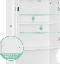 Lave-Mains|Giantex Etagere de Rangement Dessus Toilette Placard avec Deux Portes Transparentes Place de Toilette et Machine a Laver en Bas