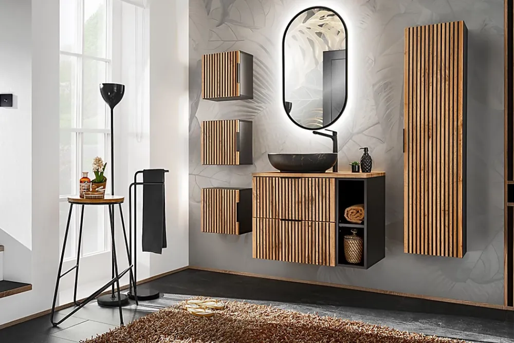 Furnidea Etagère - extension de salle de bain suspendue XILO CHÊNE 20 cm