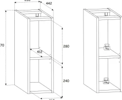Furnidea Etagère - extension de salle de bain suspendue XILO CHÊNE 20 cm