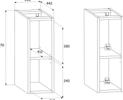 Furnidea Etagère - extension de salle de bain suspendue XILO NOIR 20 cm