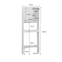 Sweeek Etagère / Meuble WC Linear avec portes coulissantes. 3 espaces de rangement. naturel. 64 x 20 x 180 cm