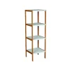 MSV Etagère 4 Niveaux Bambou MDF Blanc