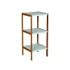 MSV Etagère 3 Niveaux Bambou MDF Bambou Blanc