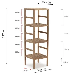 Etagère Salle De Bains|Vs Venta-Stock Etagère Alam en bois de noyer, hauteur 117,5 cm avec 4 niveaux
