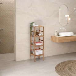 Etagère Salle De Bains|Vs Venta-Stock Etagère Alam en bois de noyer, hauteur 117,5 cm avec 4 niveaux