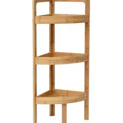 Tendance Etagère d'angle 3 niveaux en bambou - - Meuble de salle de bain - Noir - Aspect bois - A encastrer