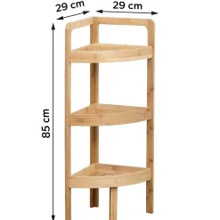 Tendance Etagère d'angle 3 niveaux en bambou - - Meuble de salle de bain - Noir - Aspect bois - A encastrer