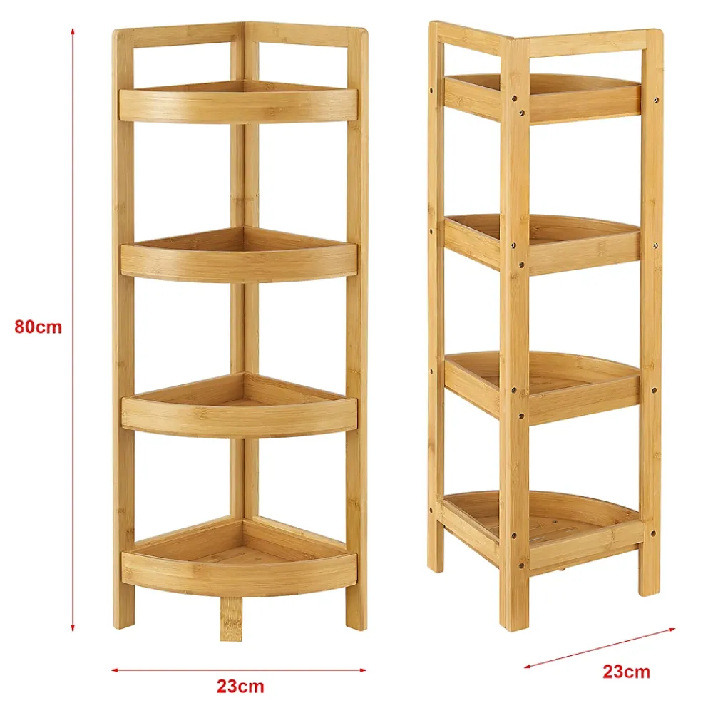 Etagère Salle De Bains|[En.Casa] Etagère d'angle Lestijaervi 4 niveaux pour salle de bain ou cuisine 80 x 23 x 23 cm en.casa