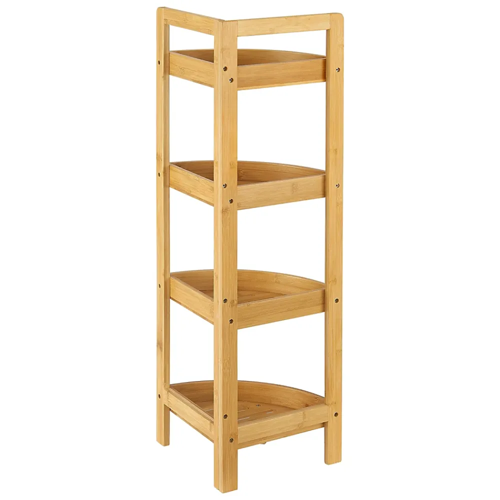 Etagère Salle De Bains|[En.Casa] Etagère d'angle Lestijaervi 4 niveaux pour salle de bain ou cuisine 80 x 23 x 23 cm en.casa