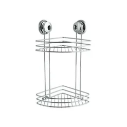Etagère Salle De Bains|MSV Etagère d'angle - 2 niveaux à ventouse - Chromé