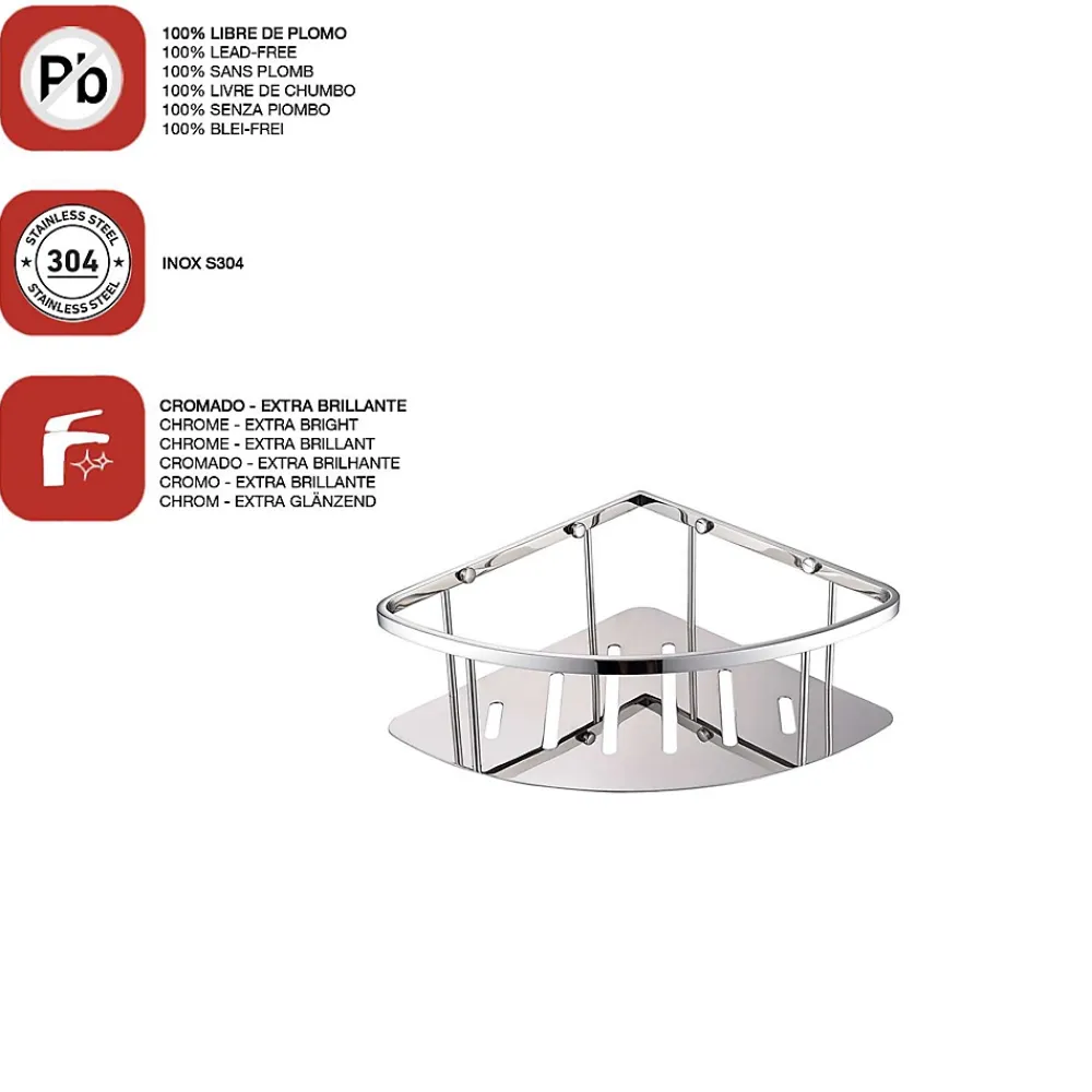 Poalgi Etagère de douche d'angle chromé Inox S304 SKY BATH