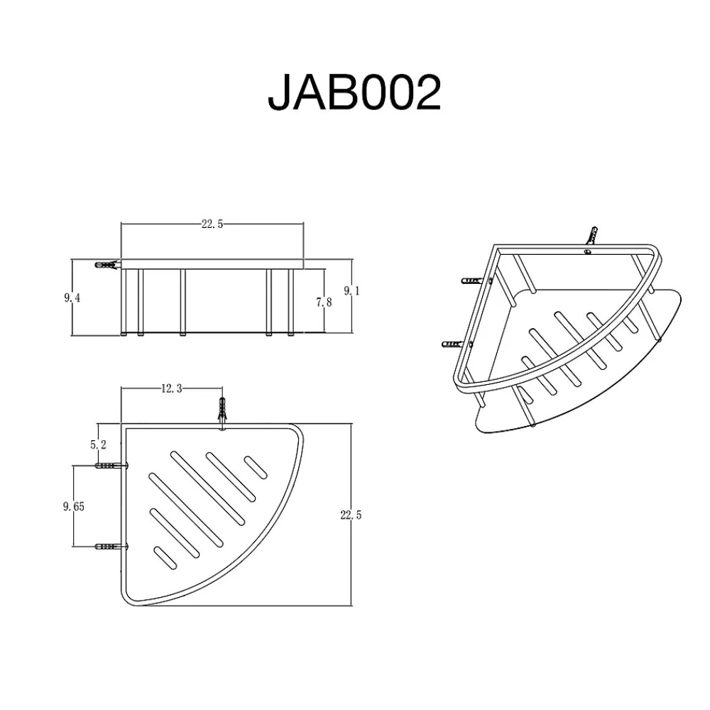 Poalgi Etagère de douche d'angle chromé Inox S304 SKY BATH