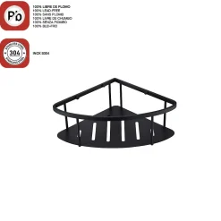 Etagère Salle De Bains|Poalgi Etagère de douche d'angle noir mat Inox S304 SKY BATH
