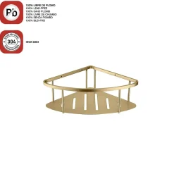 Etagère Salle De Bains|Poalgi Etagère de douche d'angle or brossé Inox S304 SKY BATH