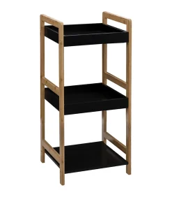 Etagère Salle De Bains|5Five Etagère de rangement 3 niveaux en Bambou et Bois Noir H 80 cm