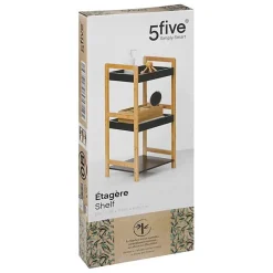 Etagère Salle De Bains|5Five Etagère de rangement 3 niveaux en Bambou et Bois Noir H 80 cm