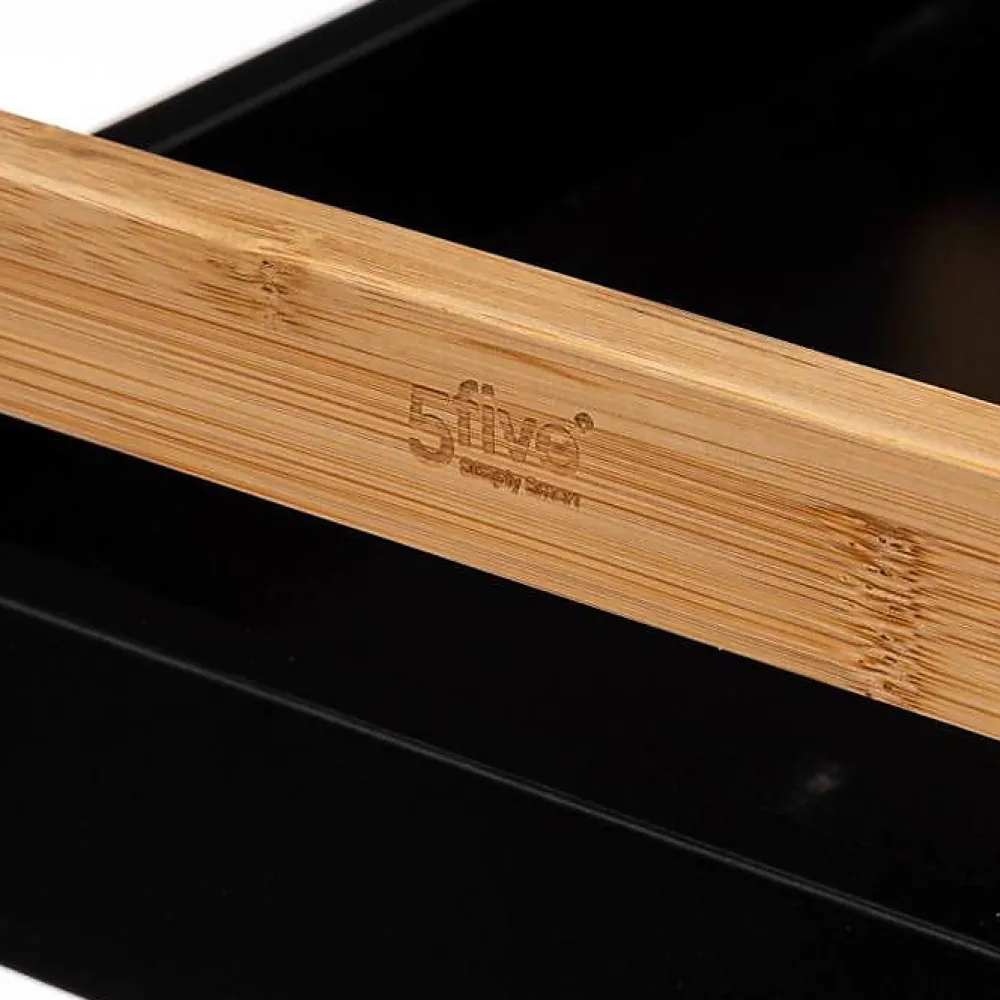 Etagère Salle De Bains|5Five Etagère de rangement 3 niveaux en Bambou et Bois Noir H 80 cm