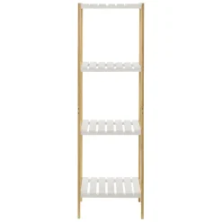 Etagère Salle De Bains|Meuble De Salle De Bains Faible Profondeur|[En.Casa] Etagère de rangement Balsfjord 33 x 34 x 110 cm Bambou Blanc en.casa