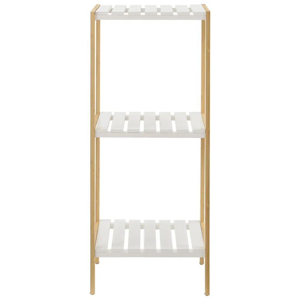 [En.Casa] Etagère de rangement Balsfjord 33 x 34 x 80 cm Bambou Blanc en.casa