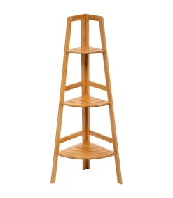 Etagère Salle De Bains|5Five Etagère de rangement d'angle 3 niveaux en Bambou H 103 cm