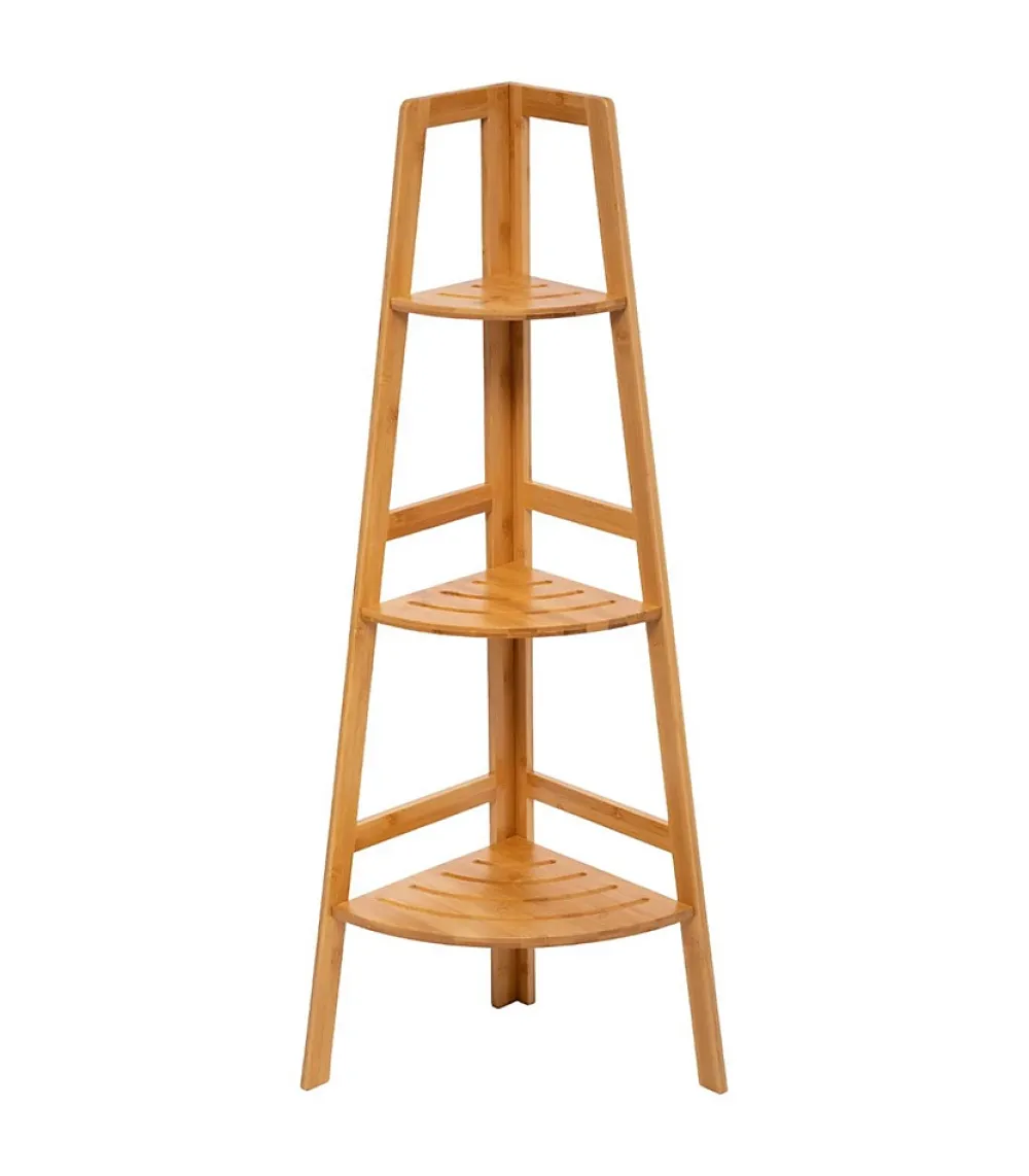 Etagère Salle De Bains|5Five Etagère de rangement d'angle 3 niveaux en Bambou H 103 cm