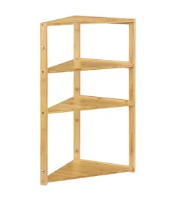 Etagère Salle De Bains|5Five Etagère de rangement d'angle 4 niveaux en Bambou H 80 cm
