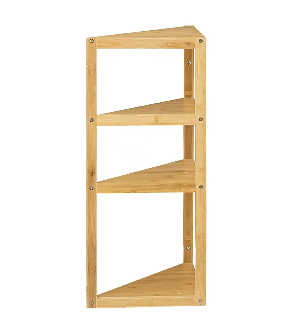 Etagère Salle De Bains|5Five Etagère de rangement d'angle 4 niveaux en Bambou H 80 cm