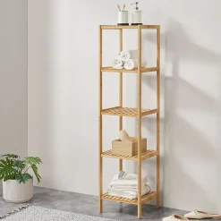 Etagère Salle De Bains|[En.Casa] Etagère de rangement Lierne 33 x 33 x 140 cm en.casa