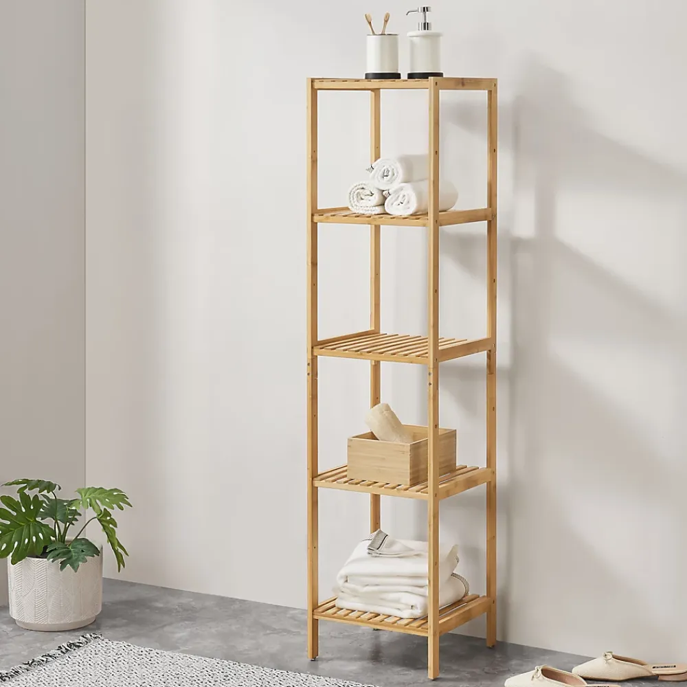 Etagère Salle De Bains|[En.Casa] Etagère de rangement Lierne 33 x 33 x 140 cm en.casa