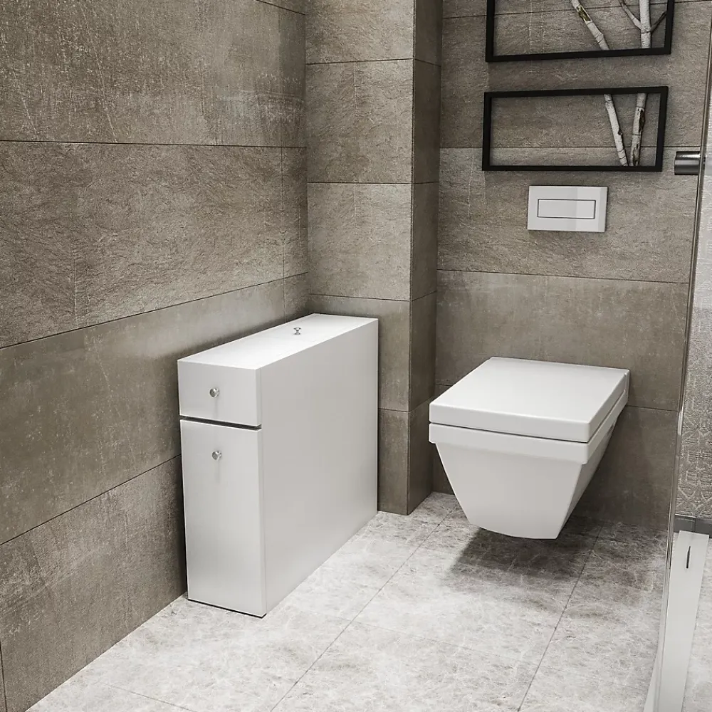 Etagère Salle De Bains|Calicosy Etagère de rangement WC blanc L19 cm - CALENCIA
