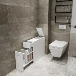Etagère Salle De Bains|Calicosy Etagère de rangement WC blanc L19 cm - CALENCIA