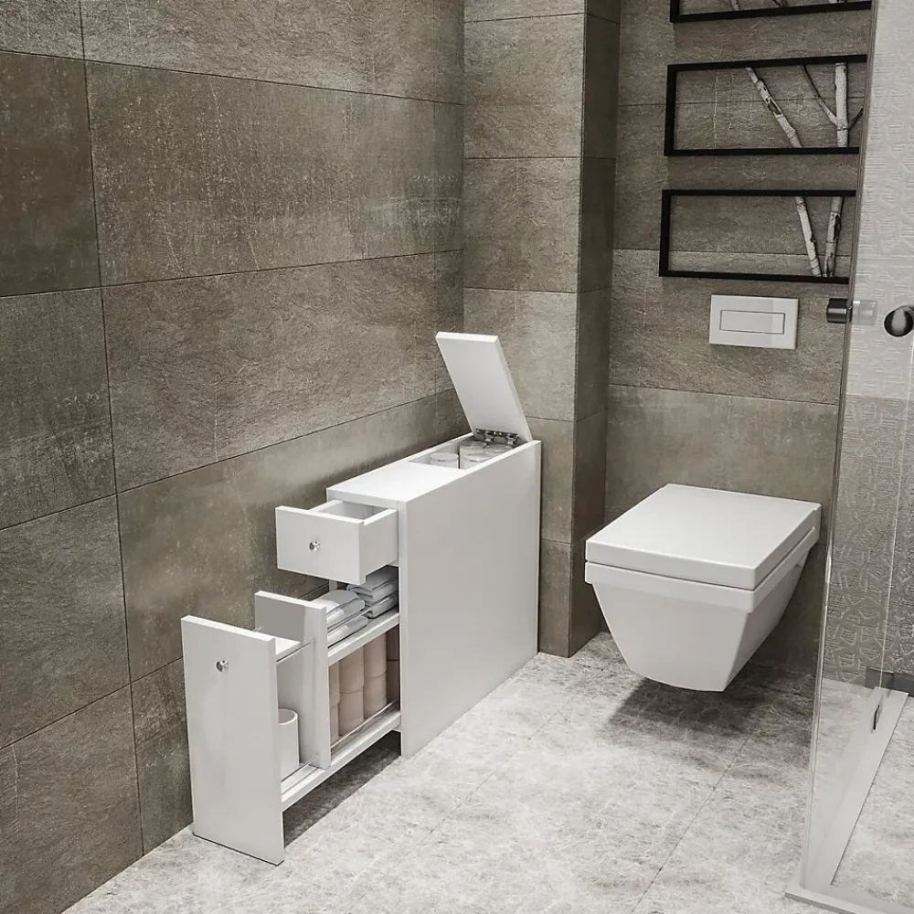 Etagère Salle De Bains|Calicosy Etagère de rangement WC blanc L19 cm - CALENCIA
