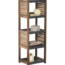 Etagère Salle De Bains|Tendance Etagère de salle de bain 5 niveaux en acacia - - H108 cm