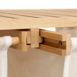 Etagère Salle De Bains|Five Simply Smart Etagère de salle de bain bambou avec panier à linge double compartiments, Tidy Box