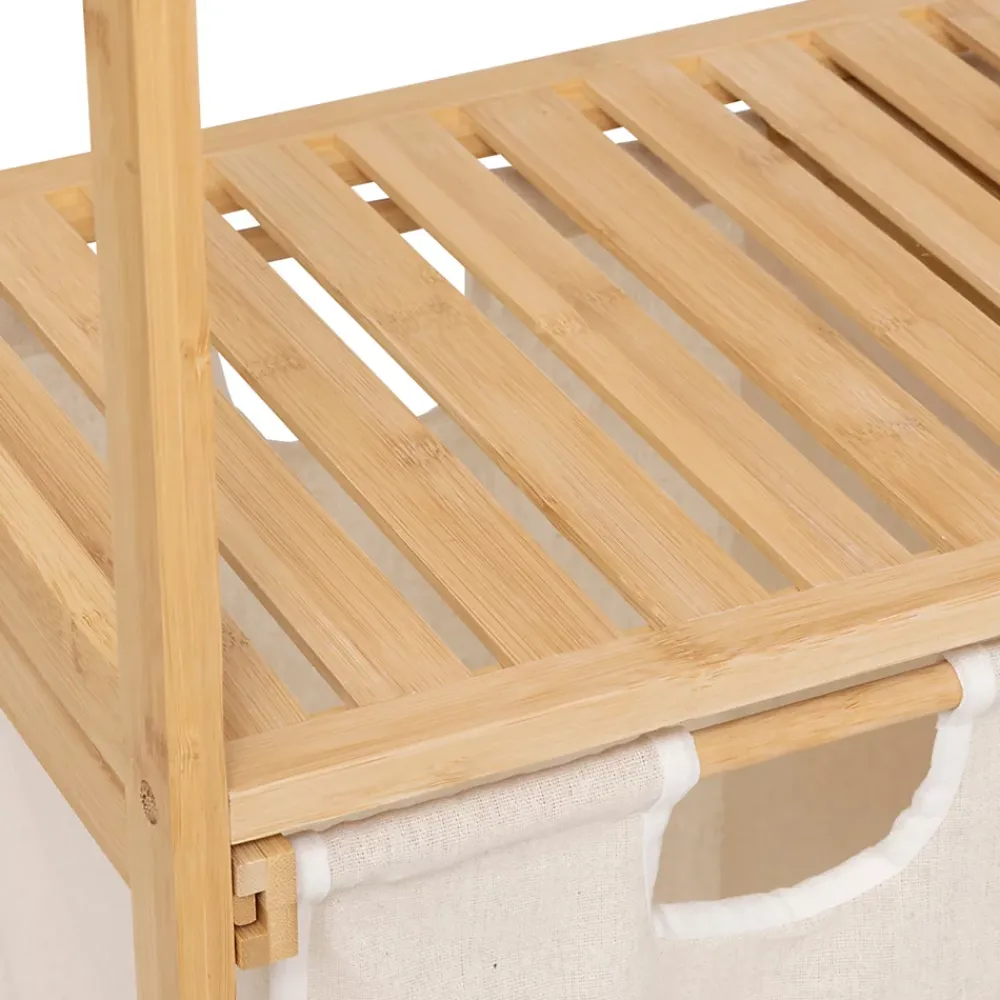 Etagère Salle De Bains|Five Simply Smart Etagère de salle de bain bambou avec panier à linge double compartiments, Tidy Box