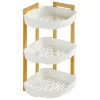 Etagère Salle De Bains|Five Simply Smart Etagère de salle de bain bambou et plastique blanc, 3 niveaux, H.45cm x P.29cm Naturéo