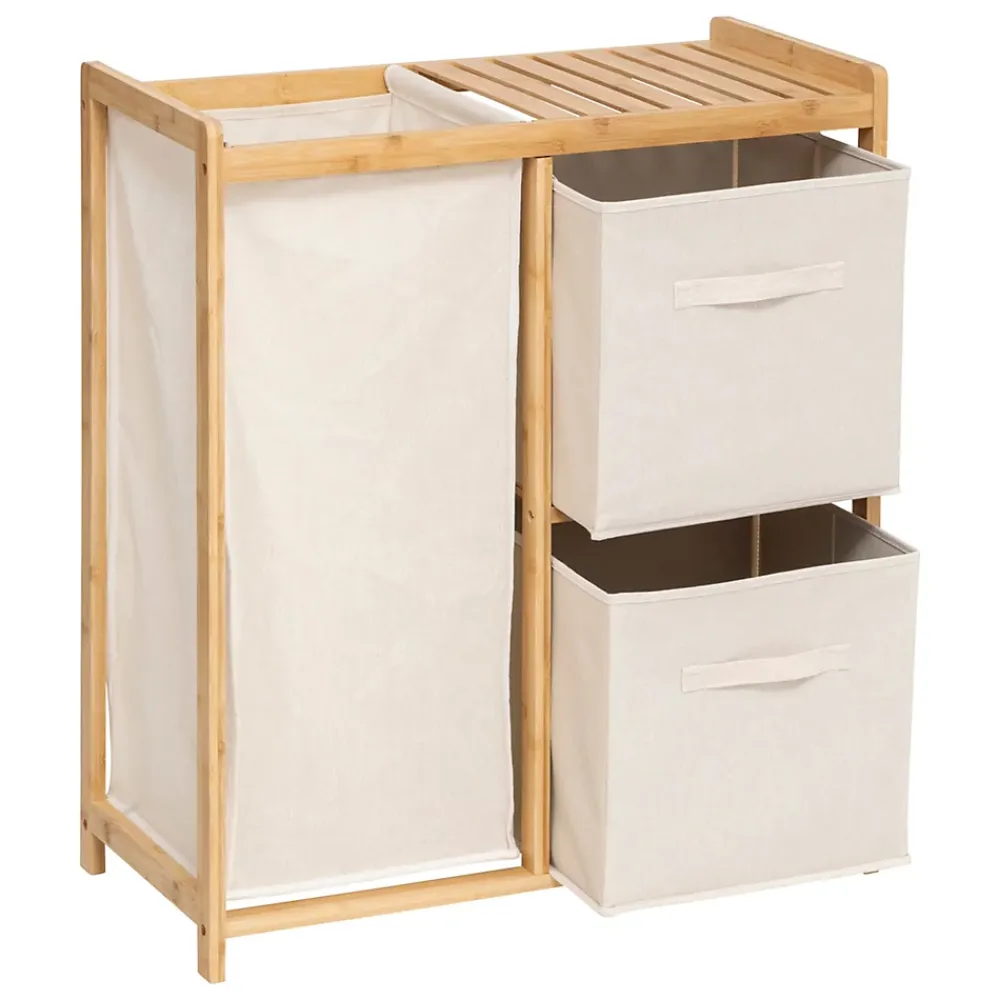 Etagère Salle De Bains|Five Simply Smart Etagère de salle de bain bambou avec panier à linge, Tidy Box