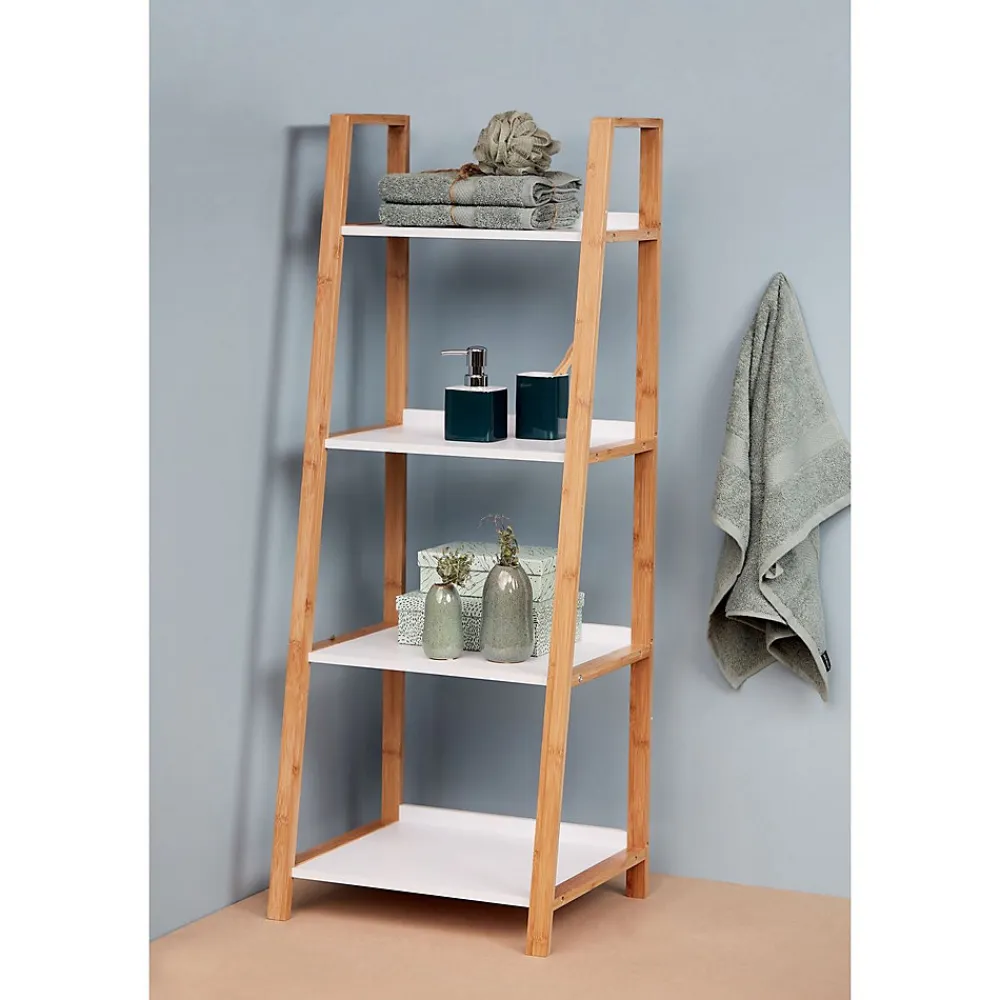 Etagère Salle De Bains|Wenko Etagère de salle de bain en bambou Finja - L. 43 x H. 112 cm
