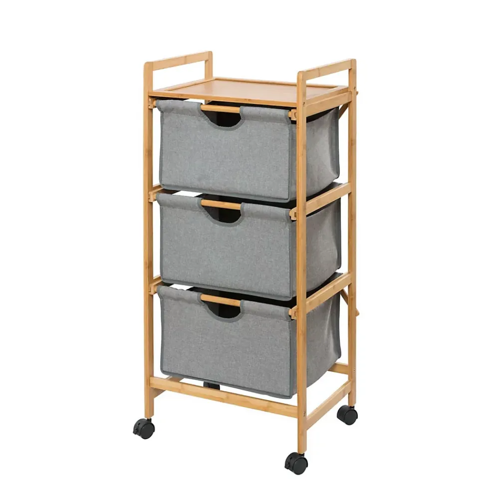 Wenko Etagère de salle de bain en bambou 3 Tiroirs - H. 96 cm