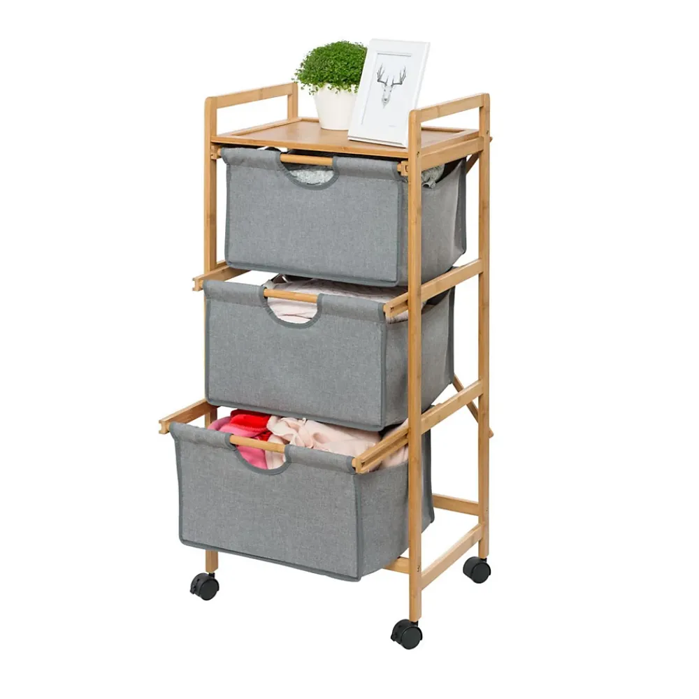 Wenko Etagère de salle de bain en bambou 3 Tiroirs - H. 96 cm
