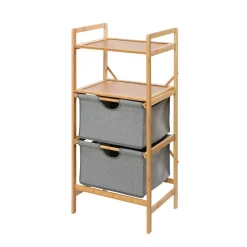 Etagère Salle De Bains|Wenko Etagère de salle de bain en bambou 2 Tiroirs - H. 96 cm