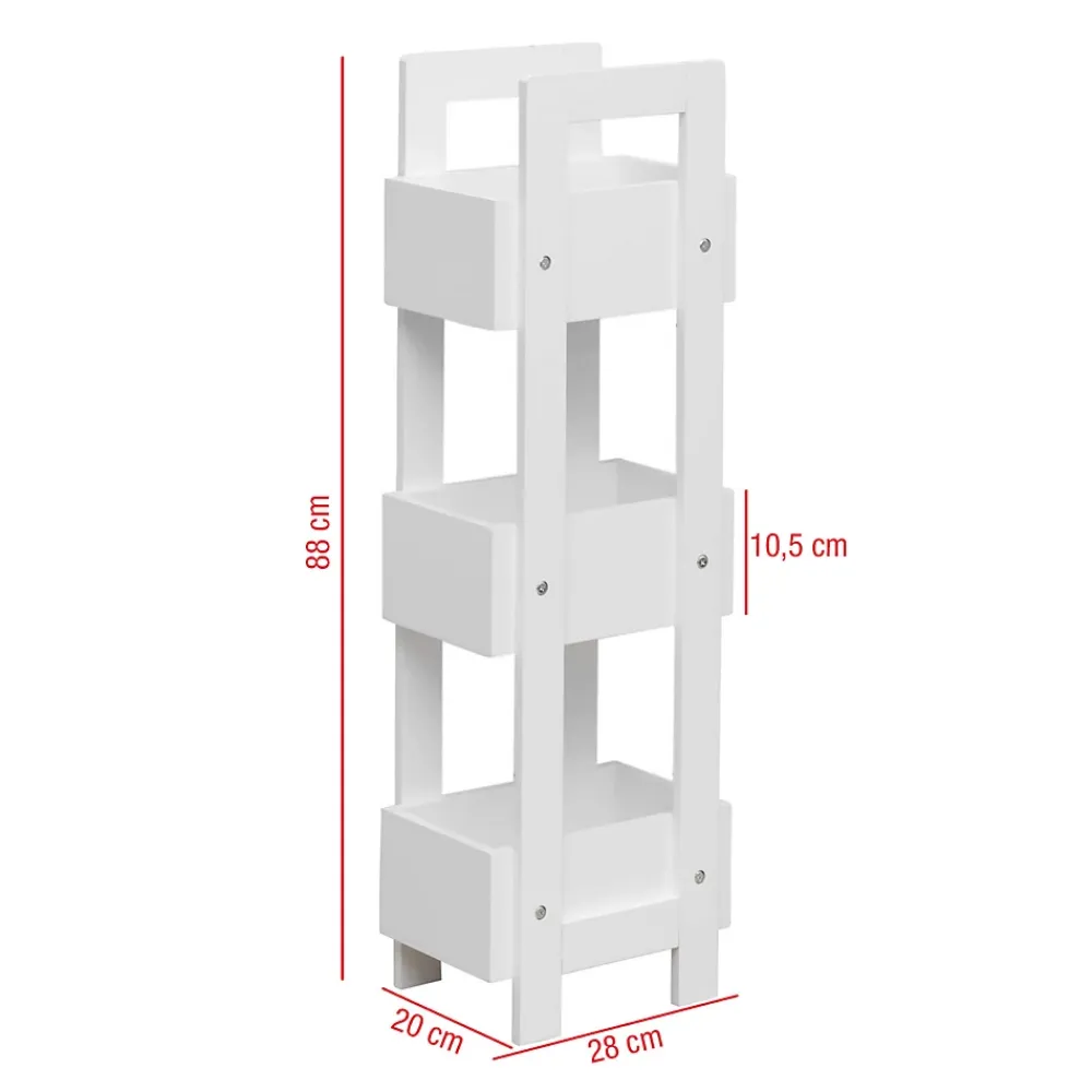 Etagère Salle De Bains|Mobili Rebecca Etagère de Salle de Bains en MDF Blanc Moderne 88x28x20 cm Rebecca Mobili