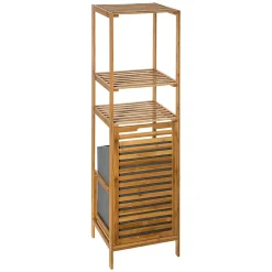 Etagère Salle De Bains|Colonne De Salle De Bains|5Five Etagère de salle de bains avec panier à linge, gris et bambou, Mix&Modul